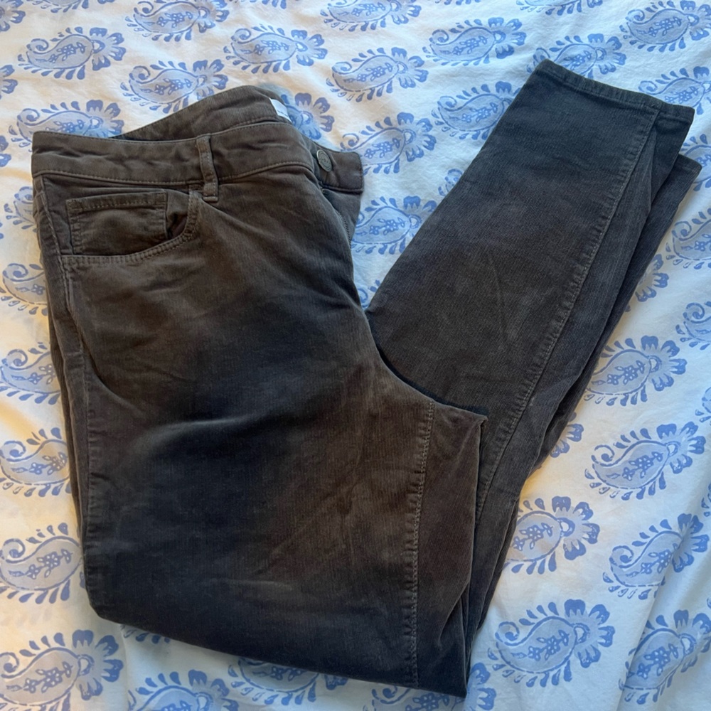 Ann Taylor LOFT Charcoal Gray Corduroy Skinny Curvy Pants